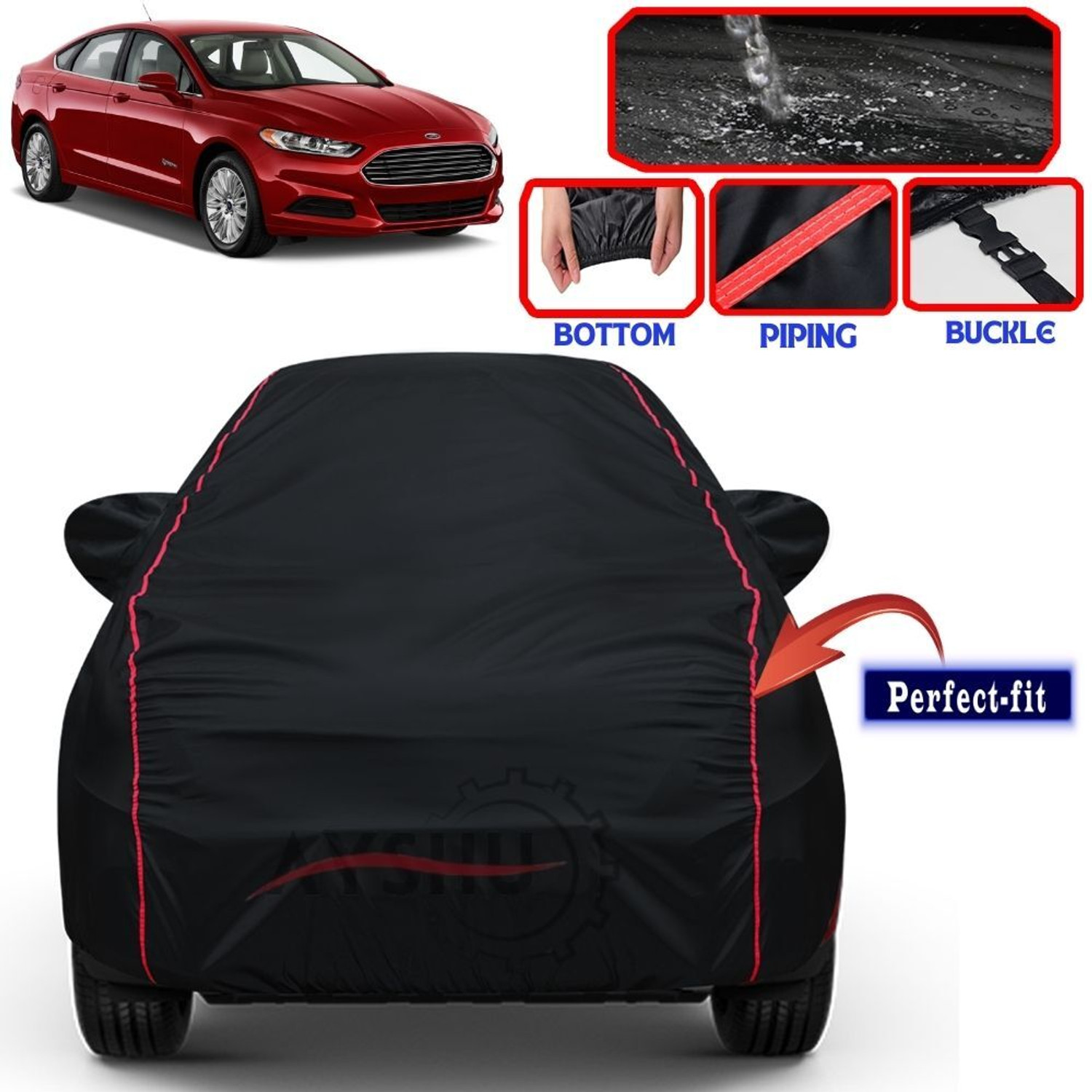 Ayshu Car Cover For Ford Fusion, Fusion 1.4 2 5Dr, Fusion 1.4 Zetec Climate, Fusion 1.6 Tdci Plus, Fusion Titanium 1.6 5Dr, Fusion Zetec Climate 1.6 5Dr (With Mirror Pockets) 1