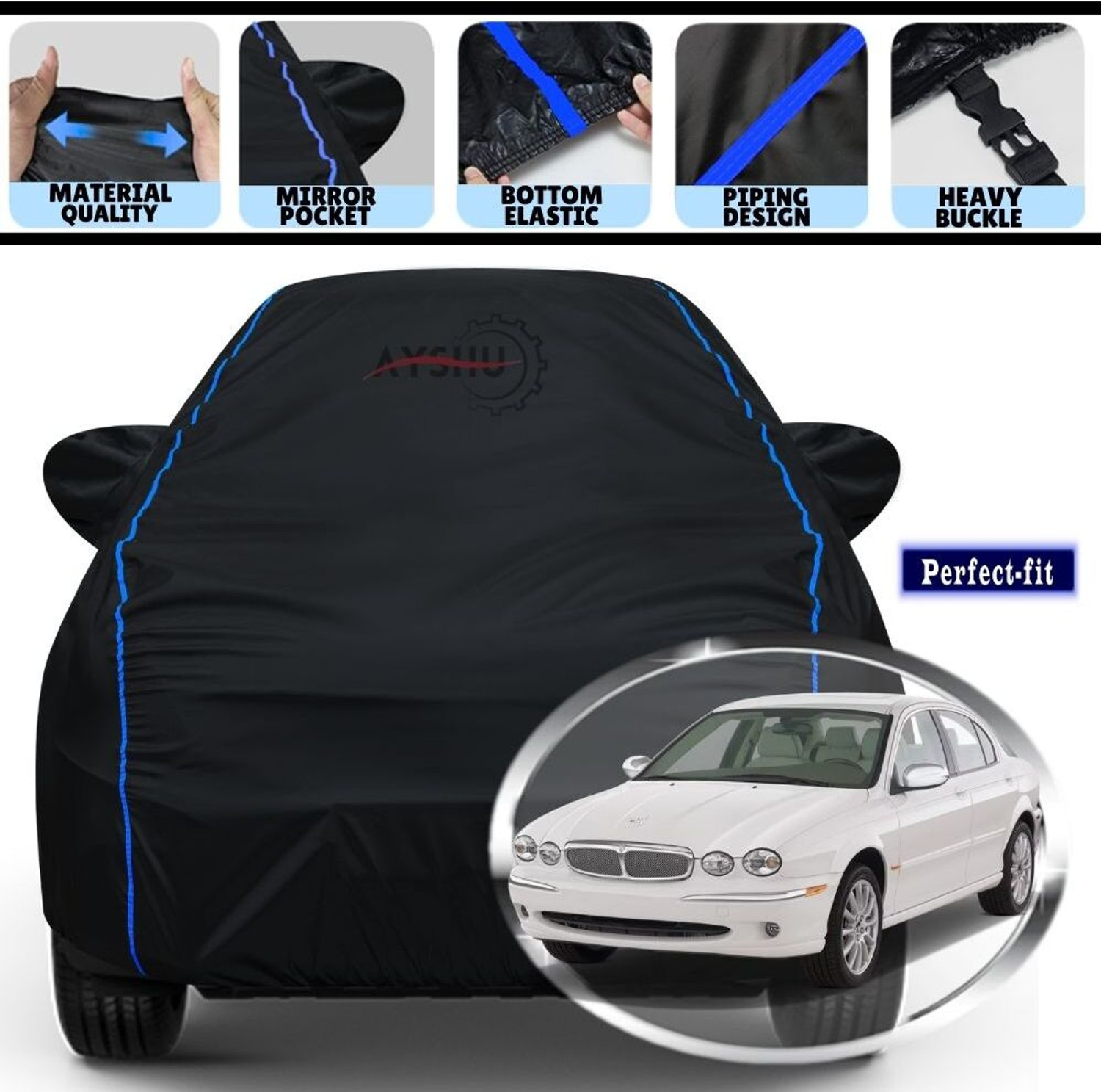 Ayshu Car Cover For Jaguar X-Type, Universal For Car (With Mirror Pockets) 1