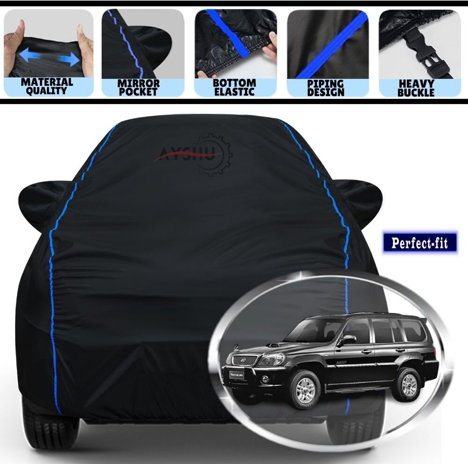Ayshu Car Cover For Hyundai Terracan, Terracan 3.5L Sigma V6, Terracan Crdi (With Mirror Pockets) 1