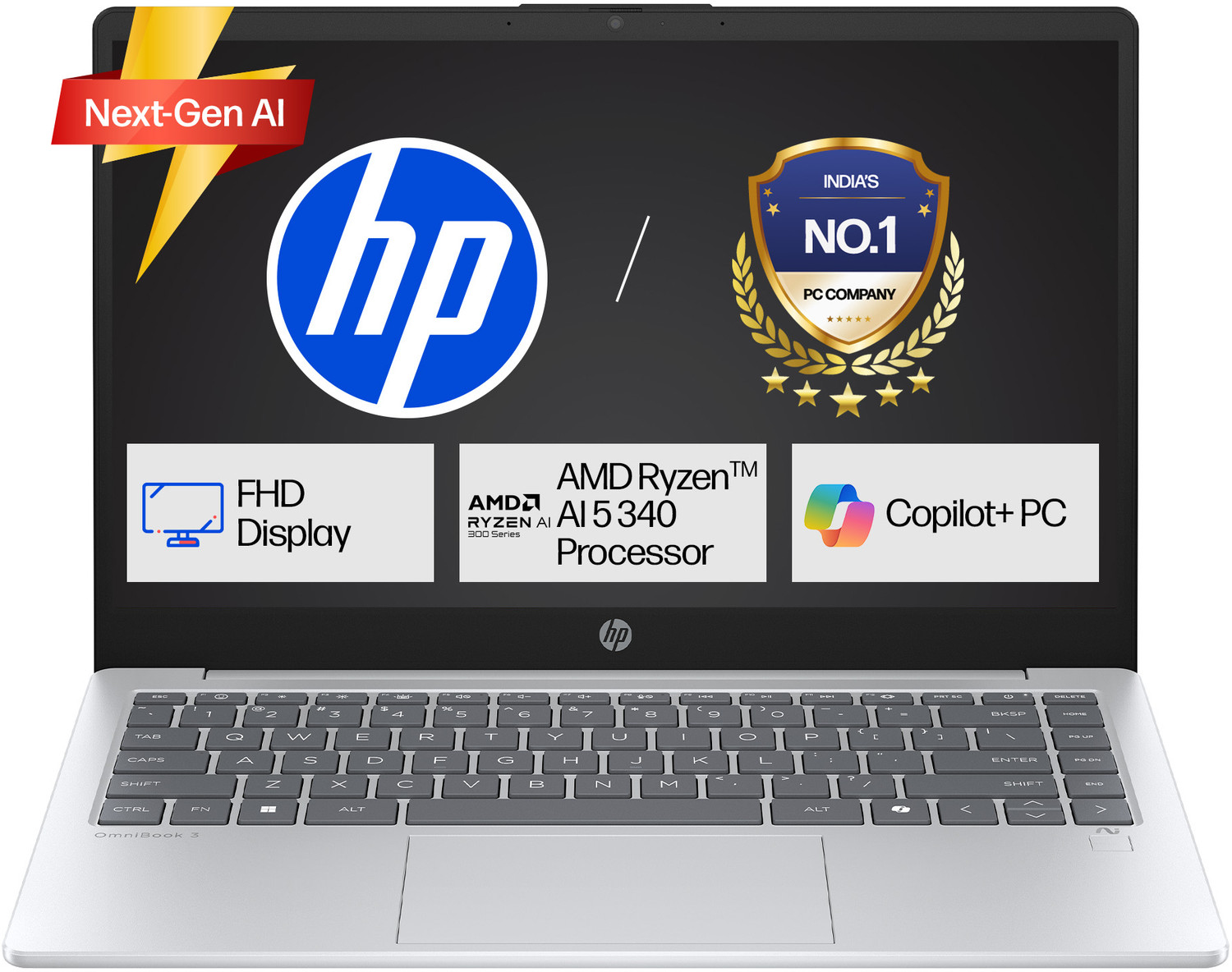 Hp Omnibook 3 Amd Ryzen Ai 5 Hexa Core - (16 Gb/512 Gb Ssd/Windows 11 Home) 15-Fn0007Au Thin And Light Laptop 1