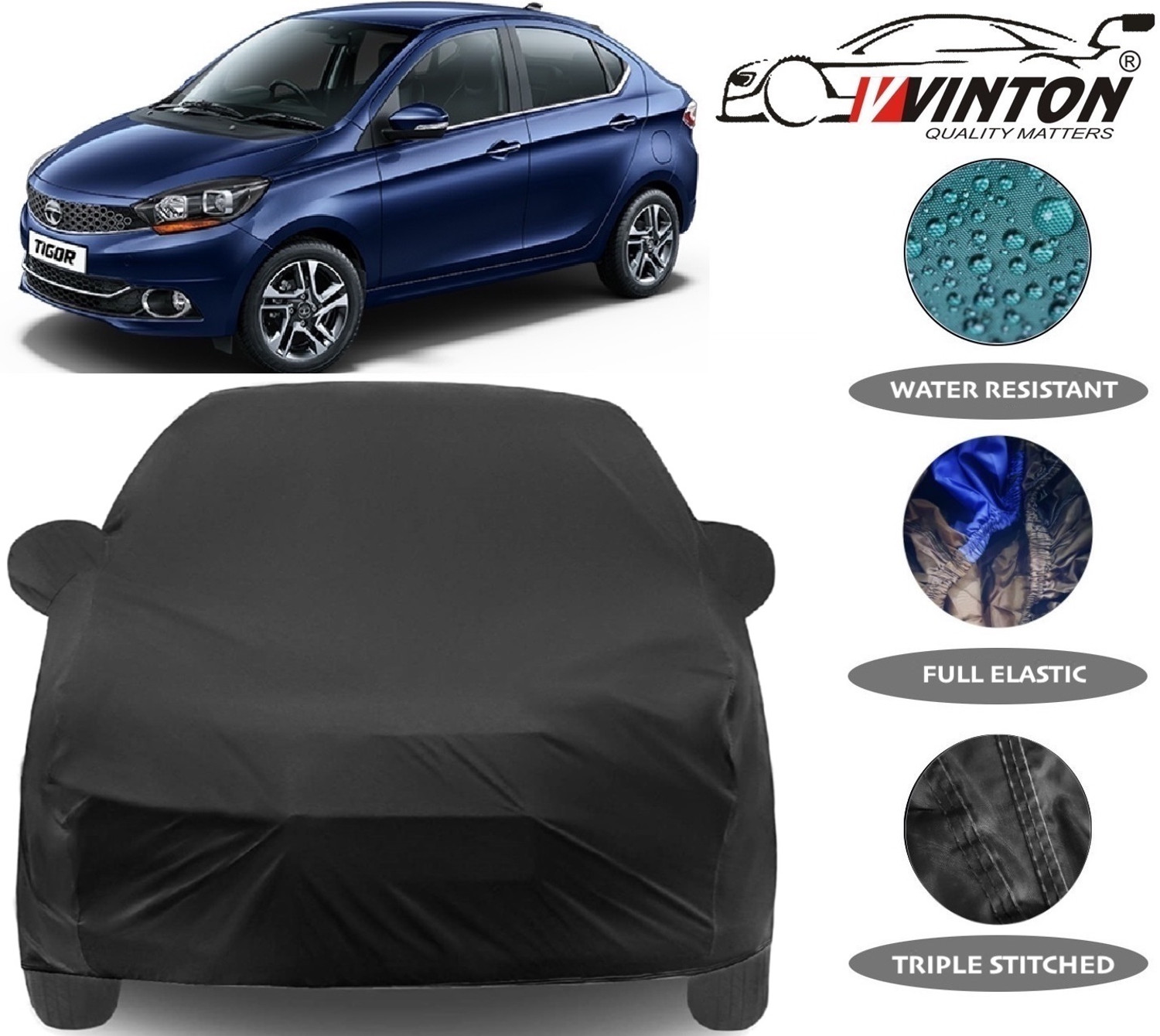 V Vinton Car Cover For Tata Tigor (With Mirror Pockets) 1