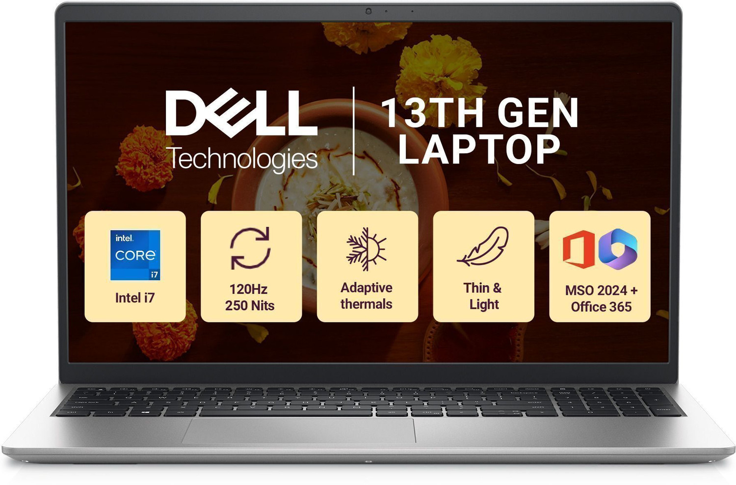 Dell Inspiron 15 Microsoft Office Home 2024 Intel Core I7 13Th Gen 1355U - (16 Gb/512 Gb Ssd/Windows 11 Home) 3530 / 15 Dc 15250 Thin And Light Laptop 3