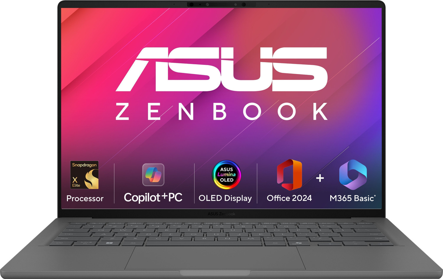 Asus Zenbook A14 Oled (2025), Mso 2024 + M365 Basic, Metal Body, Backlit Keyboard, Snapdragon X Elite - (16 Gb/512 Gb Ssd/Windows 11 Home) Ux3407Ra-Qd061Ws Thin And Light Laptop 1