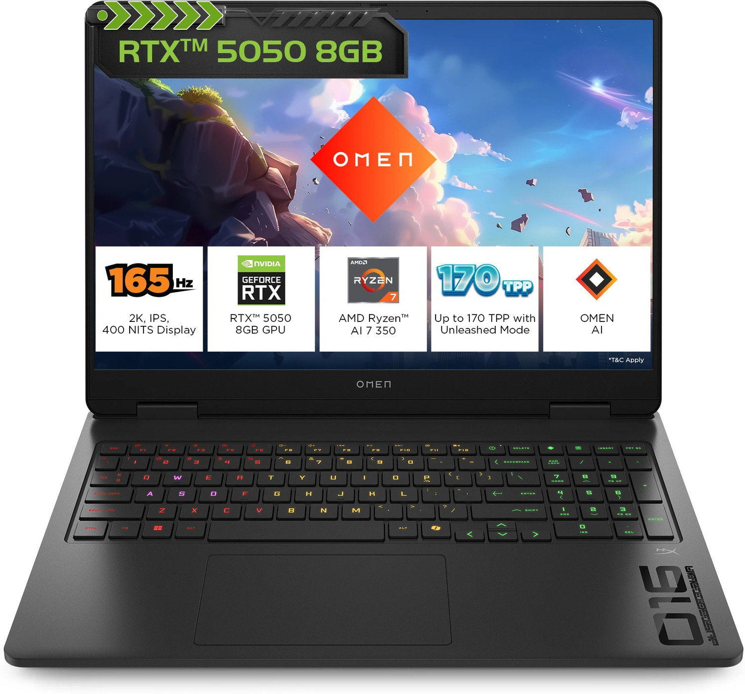 Hp Omen Ai Amd Ryzen Ai 7 Octa Core Ai 7 350 - (24 Gb/1 Tb Ssd/Windows 11 Home/8 Gb Graphics/Nvidia Geforce Rtx 5050) 16-Ap0165Ax Gaming Laptop 1