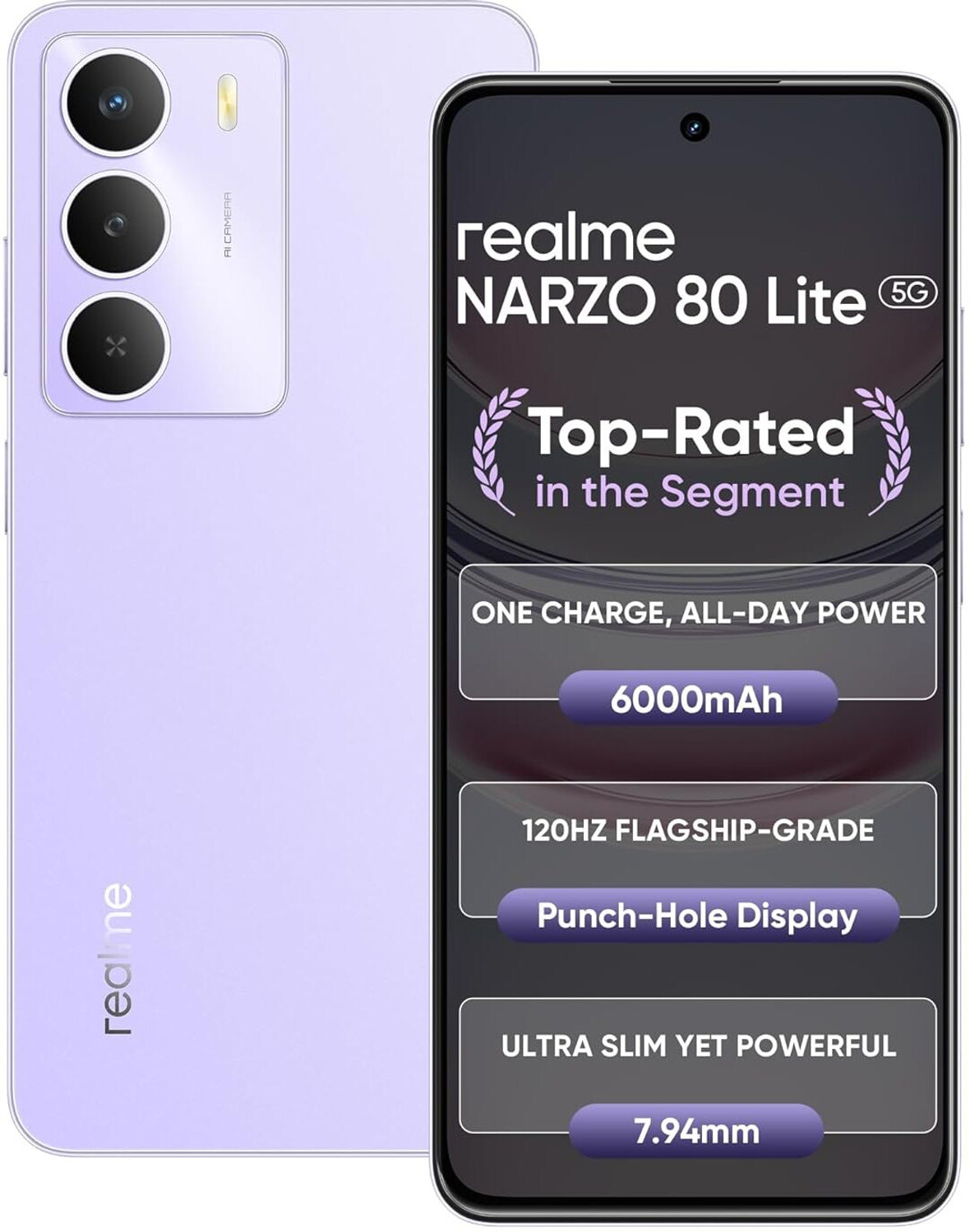 Realme Narzo 80 Lite 5G (Crystal Purple, 128 Gb) 5