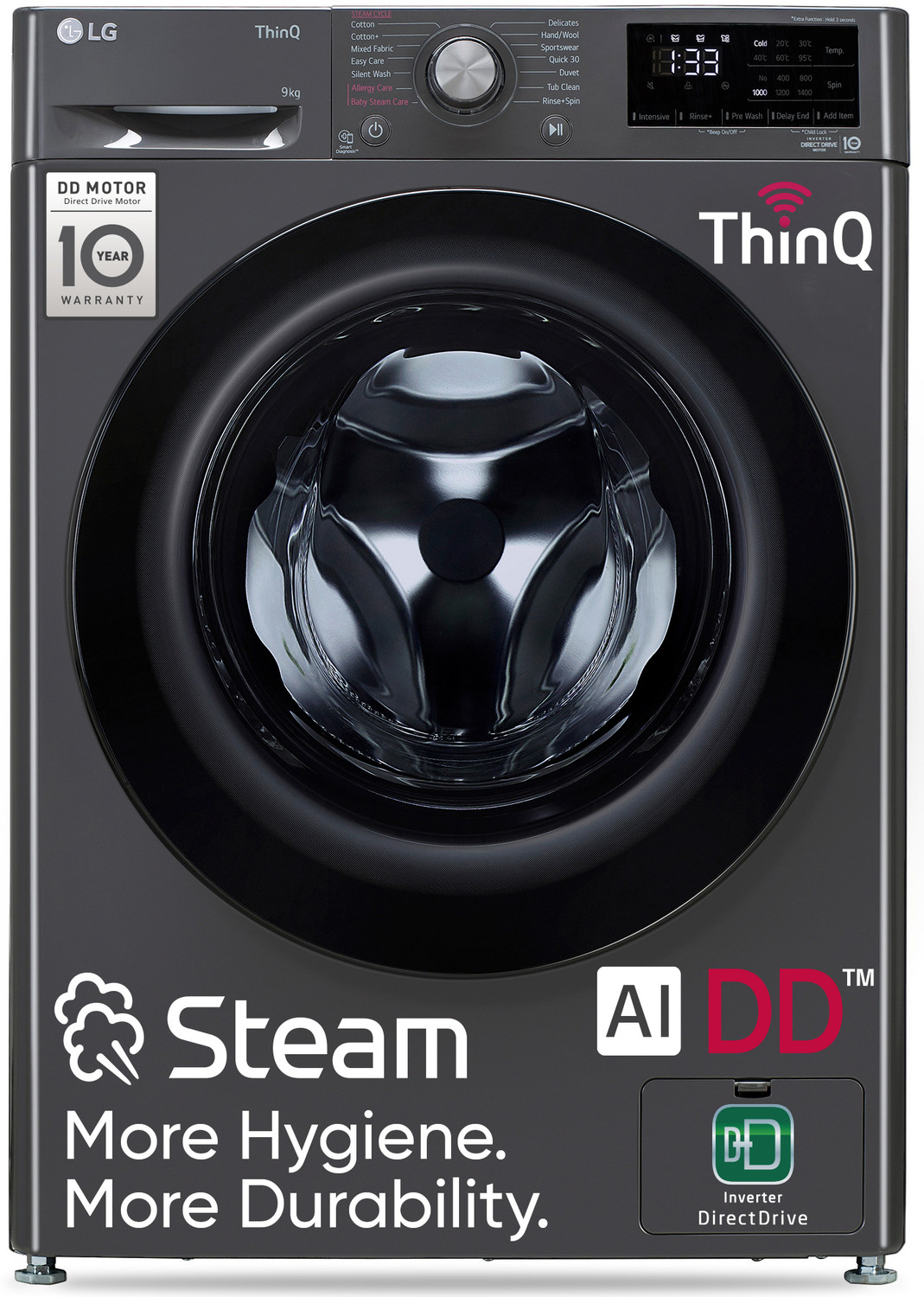 Lg 9 Kg 5 Star With Ai Direct Drive, 6 Motion, Inverter Direct Drive, Steam And Wi-Fi Enabled Fully Automatic Front Load Washing Machine With In-Built Heater Black 3