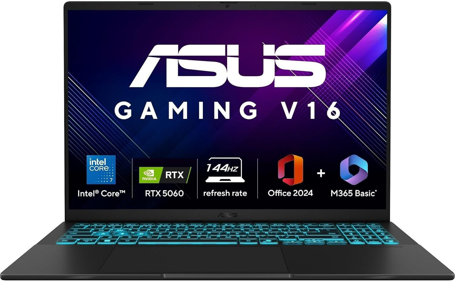 Asus Gaming V16 (2025) For Creator With Office 2024 + M365 Basic*, Ai Pc(I7 14Th Gen) Intel Core 7 240H - (16 Gb/512 Gb Ssd/Windows 11 Home/8 Gb Graphics/Nvidia Geforce Rtx 5060/144 Hz) V3607Vm-Rp057Ws Gaming Laptop 1