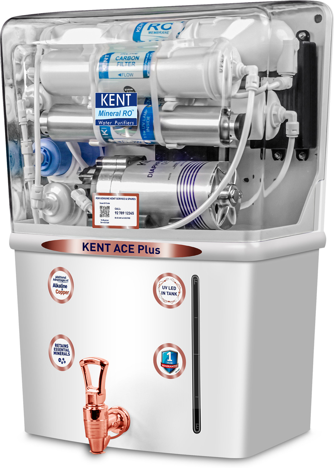 Kent Ace Plus Alkaline+Copper 8 L Ro + Uv + Uf + Copper + Alkaline + Tds Control Water Purifier Advanced Rotech For Sabse Shudh Paani Auto Flush 8L 20Lph Ideal For Borewell/Tanker/Municipal Water 7