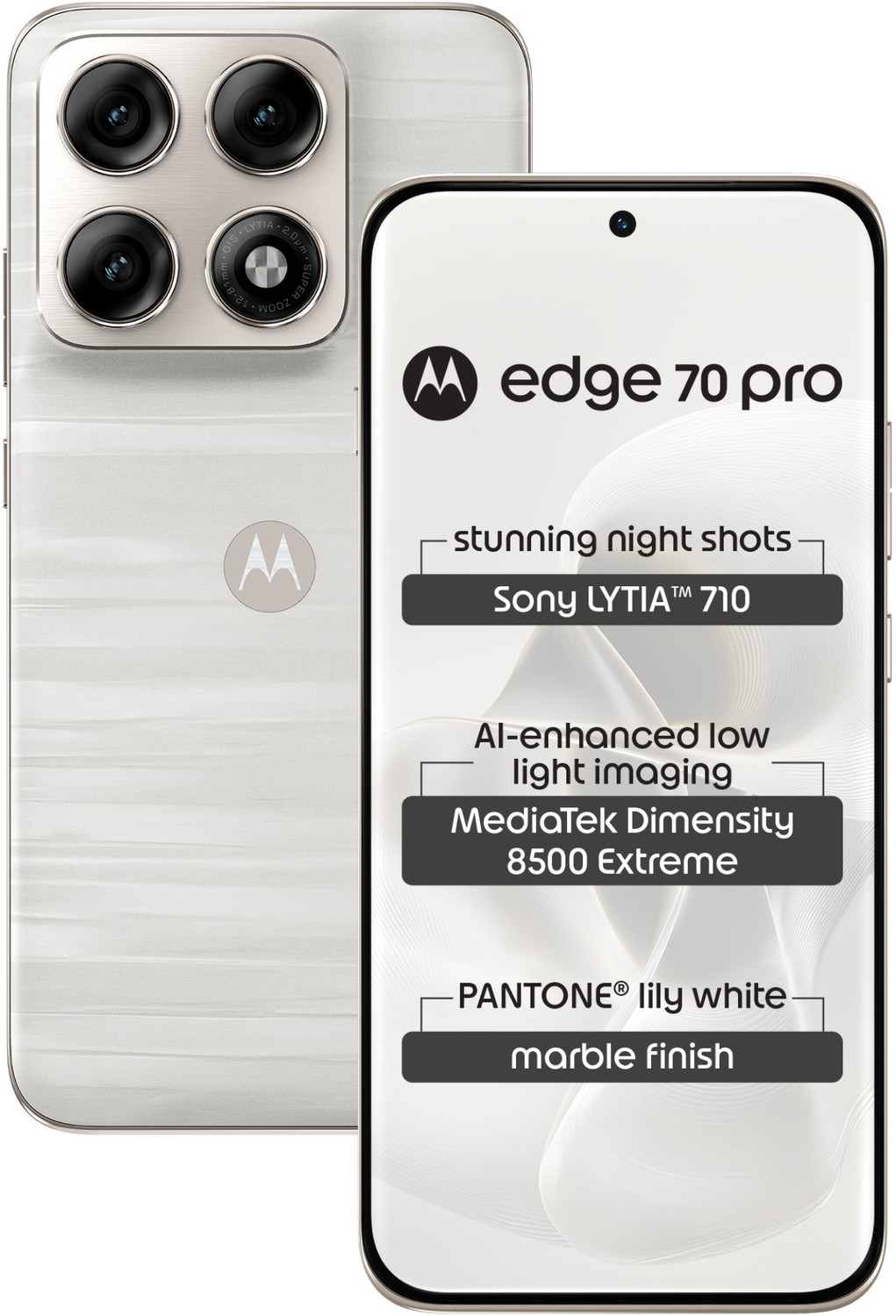 Motorola Edge 70 Pro (Marble - Pantone Lily White (White), 256 Gb) 1