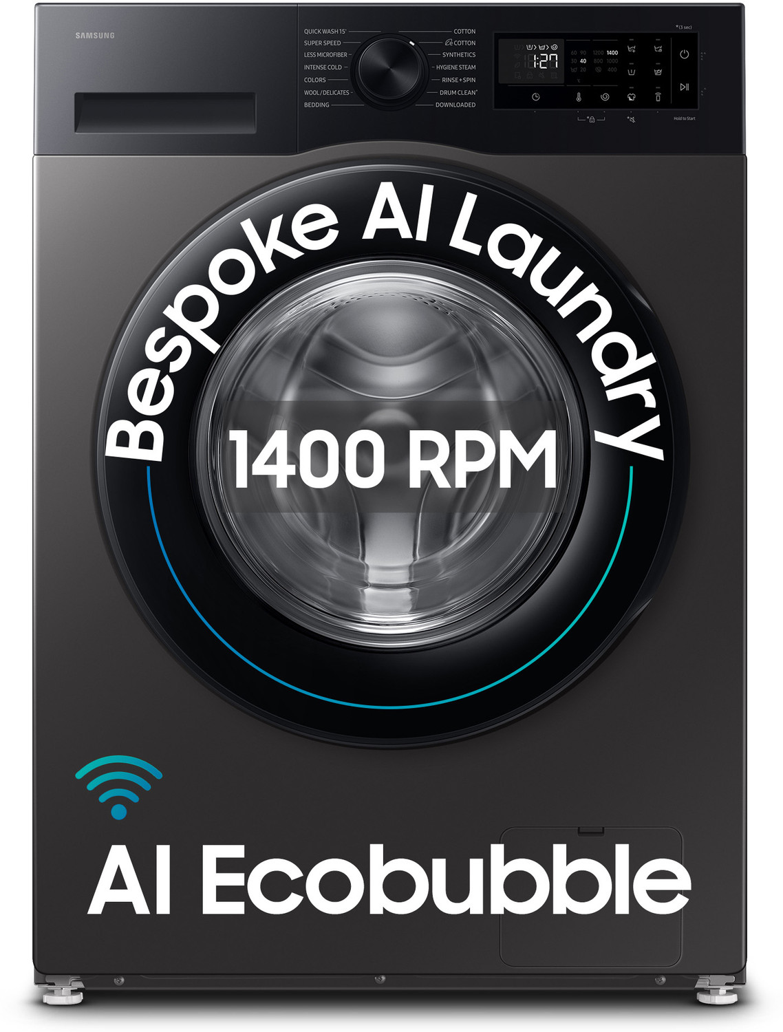 Samsung 9 Kg 5 Star, Ai Ecobubble, Super Speed, Wi-Fi, Hygiene Steam, Digital Inverter Motor Fully Automatic Front Load Washing Machine With In-Built Heater Grey 1
