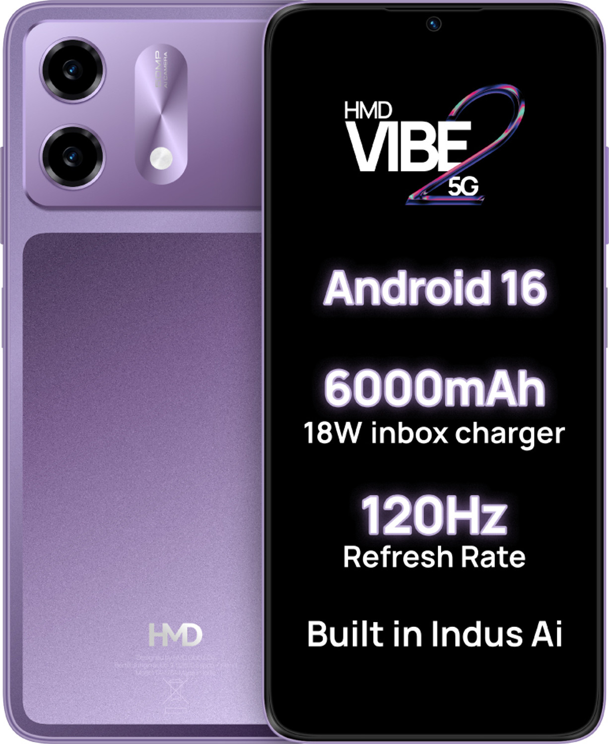 Hmd Vibe2 5G (Cosmic Lavender, 64 Gb) 5