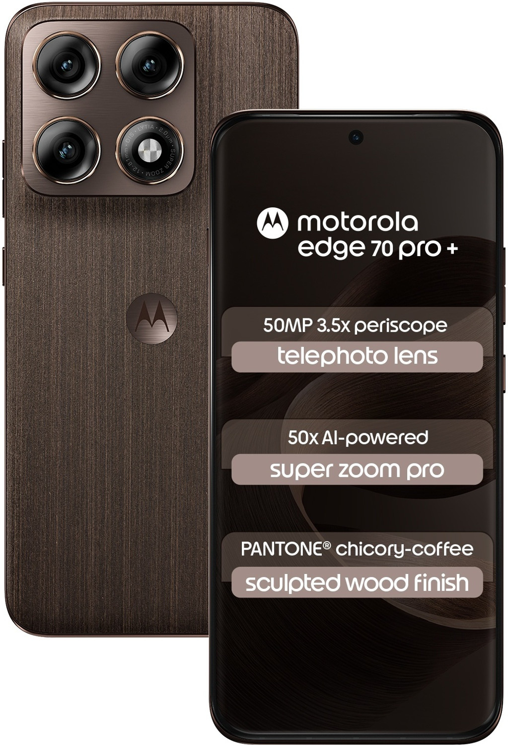 Motorola Edge 70 Pro+ (Sculpted Wood Pantone Chicory Coffee (Brown), 256 Gb) 1