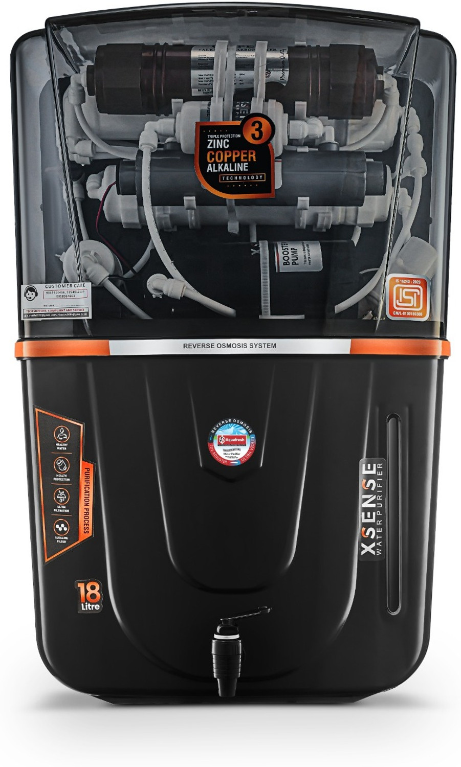 Aqua Fresh Smoke Audi 18 Ltr Drink Pure India 1St Bis (Is 16240 :2023) Cm/L8100159306 18 L Ro + Uv + Uf + Copper + Alkaline + Tds Control Water Purifier 3