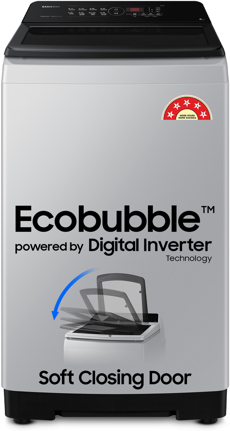 Samsung 8 Kg 5 Star, Ecobubble, Soft Closing Door, Digital Inverter Fully Automatic Top Load Washing Machine Grey 3