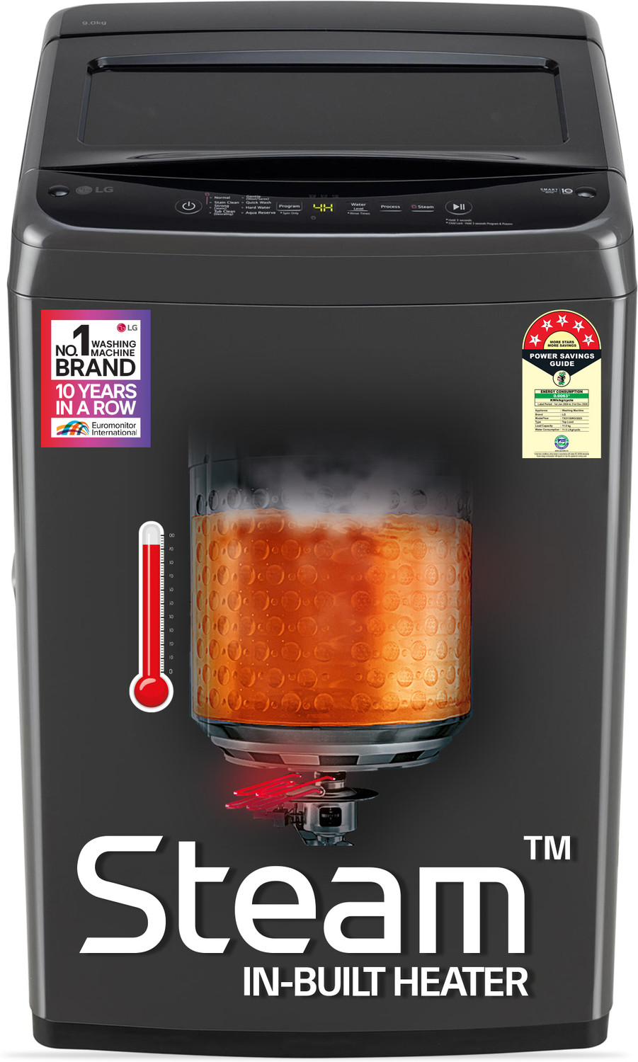 Lg 9 Kg Fully Automatic Top Load Washing Machine With In-Built Heater Black 1