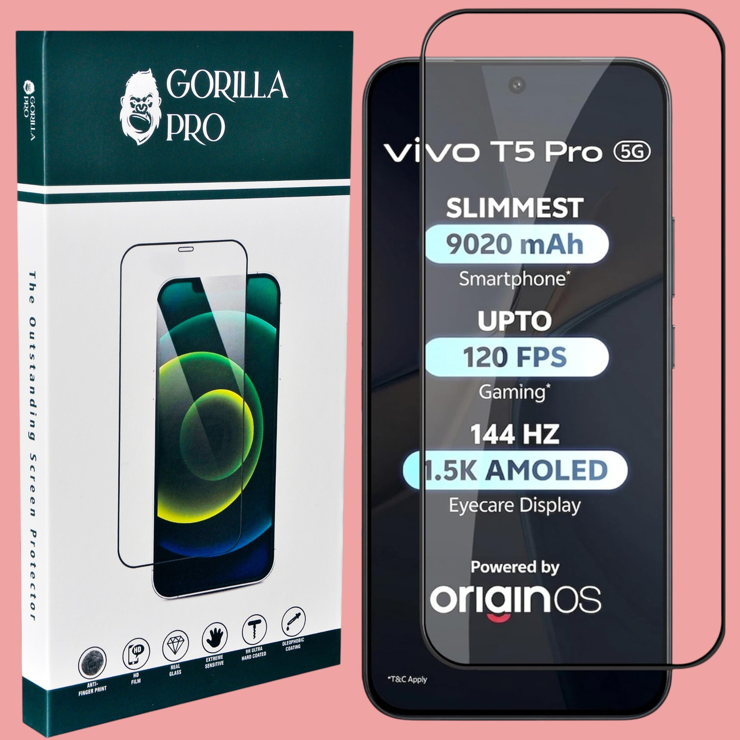 Gorilla Pro Edge To Edge Tempered Glass For Vivo T5 Pro 5G ( Primium Quality Gorilla Pro Glass ) 1