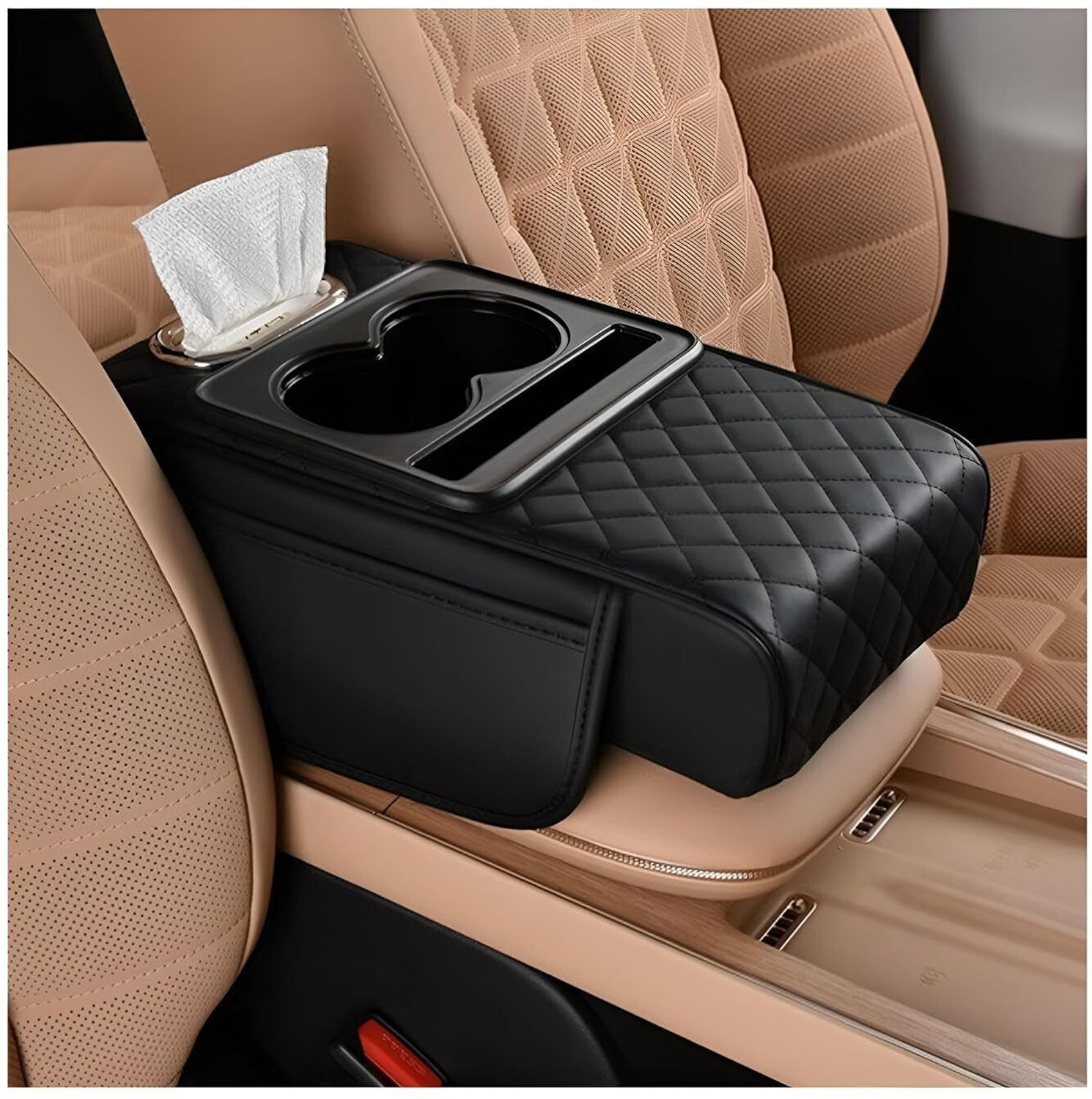Oniswell Universal Car Armrest Console Organizer With Cup Holder &Amp; Storage Cushion Car Armrest Pad Cushion 1