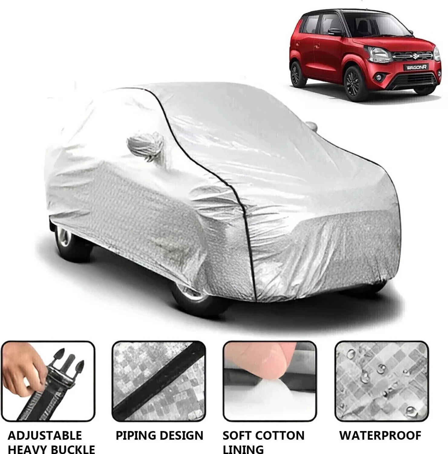 Fabtec Car Cover For Maruti Suzuki Wagonr (With Mirror Pockets) 45