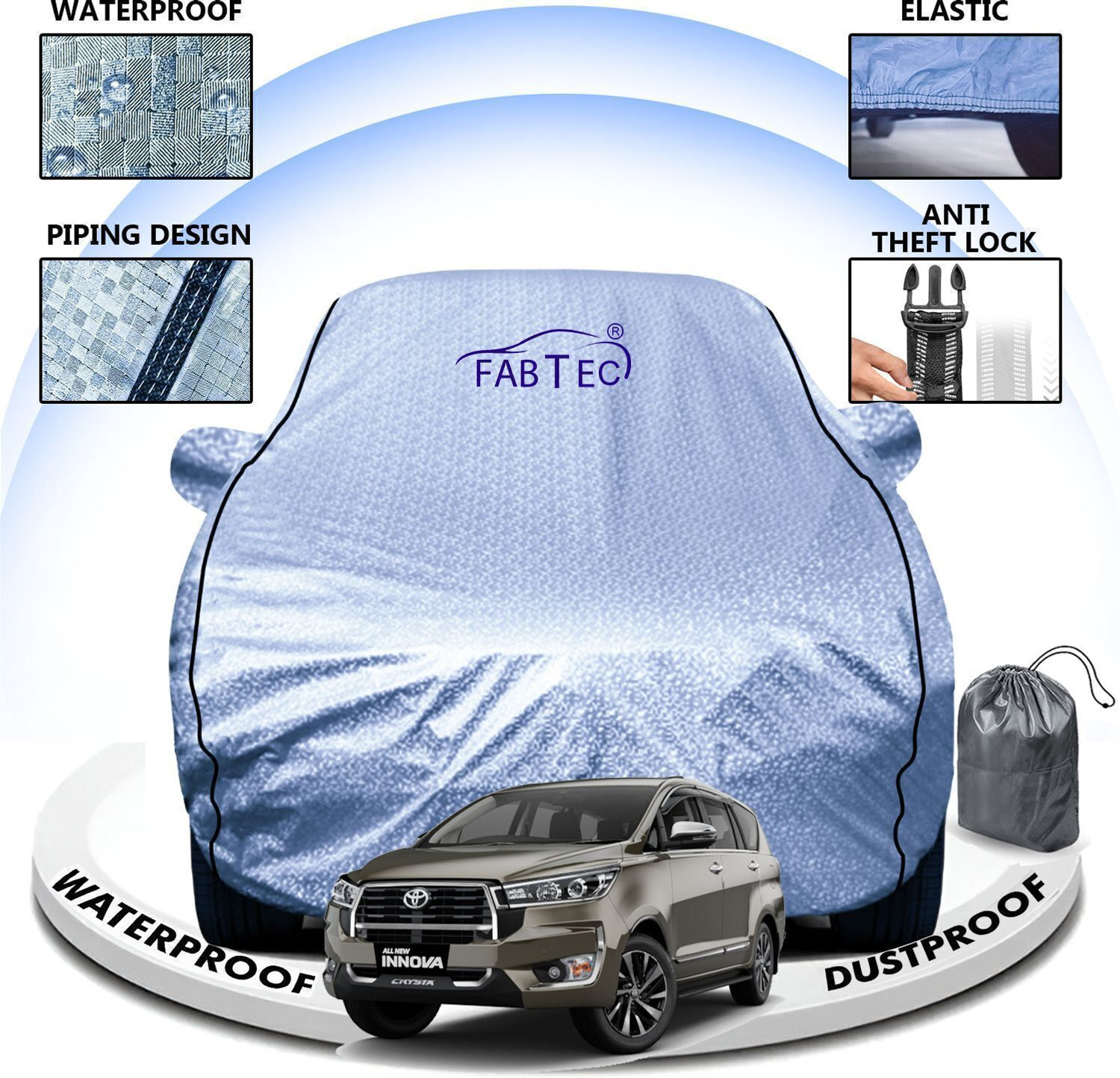 Fabtec Car Cover For Toyota Innova Crysta (With Mirror Pockets) 1