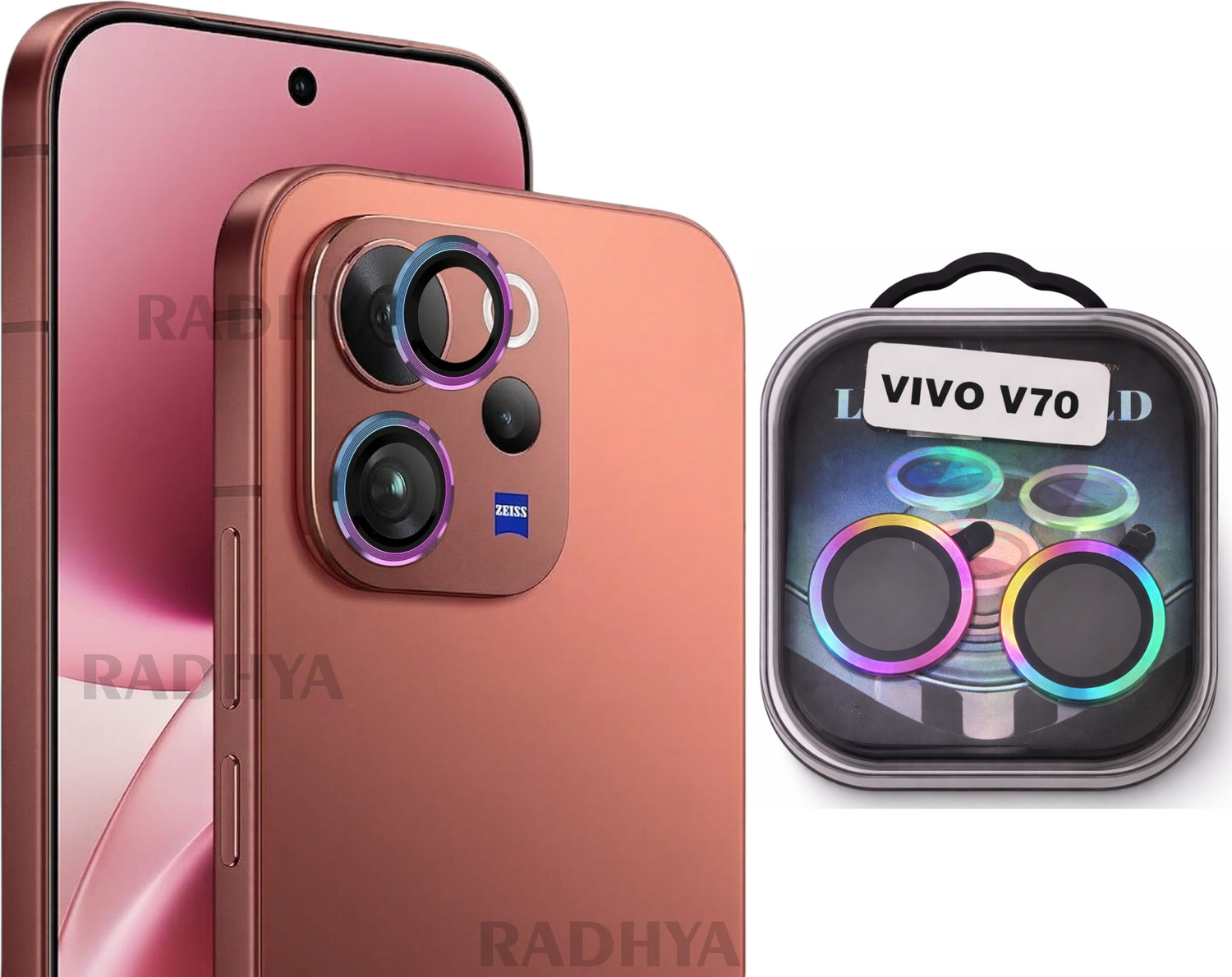 Radhya Back Camera Lens Ring Guard Protector For Vivo V70 5G, Vivo V70 Elite 5G Alloy Ring, Full Coverage &Amp; Easy Installation 65